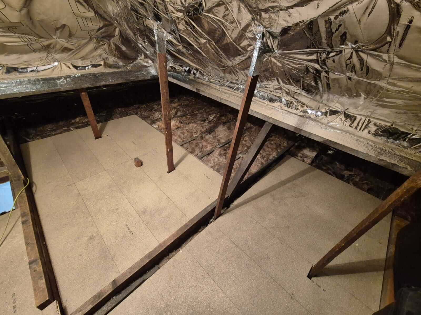Lagged pipework in loft